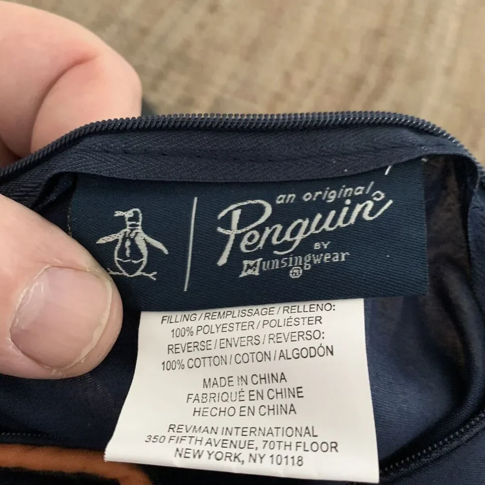 Original Penguin OWEN European Euro Pillow Sham In Navy 26 X 26 Munsingwear